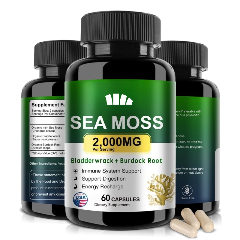 Black Seed Oil Capsule - 9-in-1 海藻ブラックシードオイル、ジンジャー、ゴボウ根、ビタミンC、ビタミンD3、ブラックペッパーフルーツエキス、60カプセル