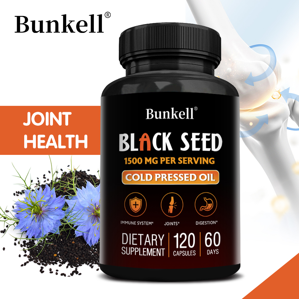 Black Seed Oil Capsule - ブラックシードオイルカプセル 1500mg - 免疫、抗酸化、消化器の健康、肌と髪の健康、関節、呼吸器と心臓のサポート