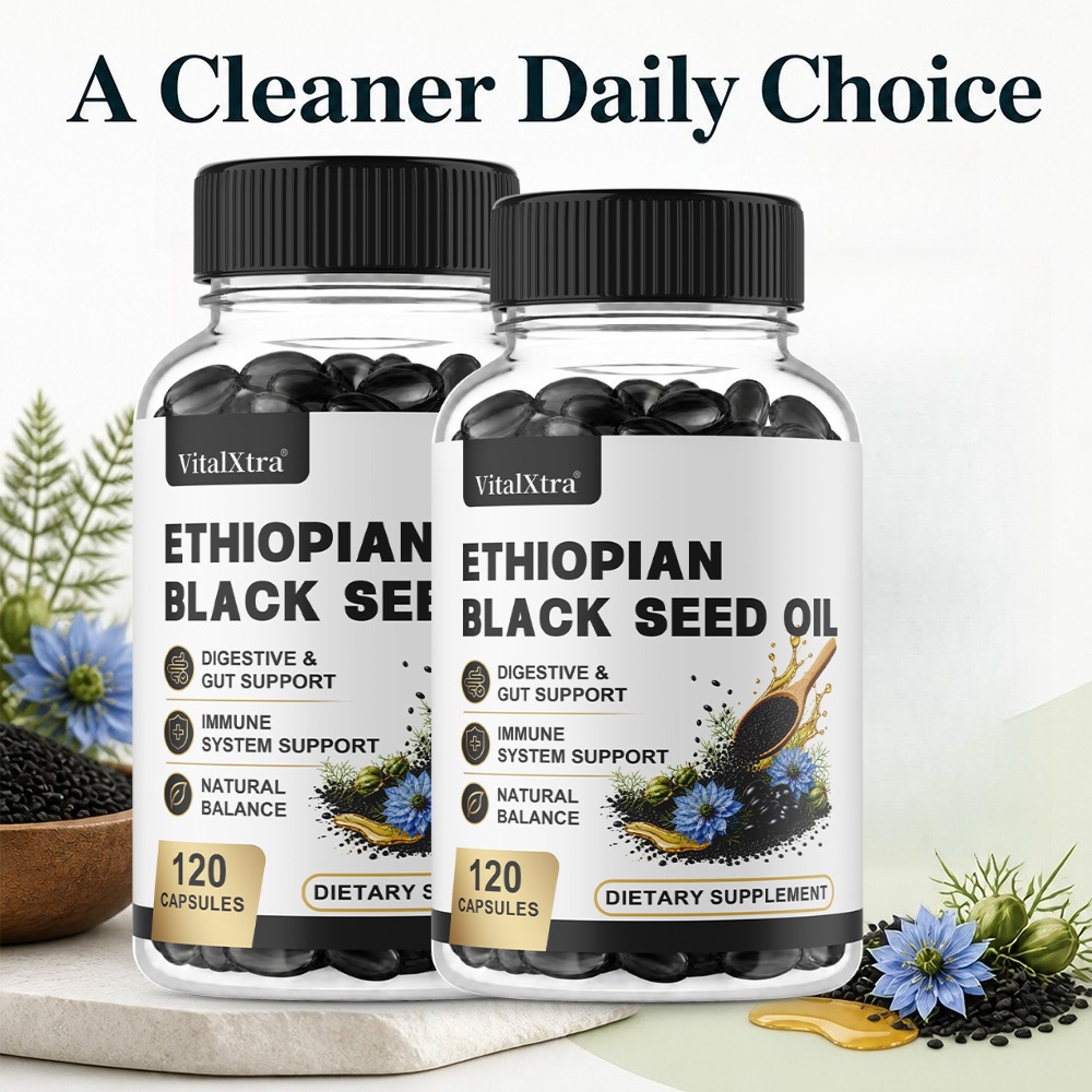Black Seed Oil Capsule - エチオピア産ブラックシードオイルソフトジェル120カウント天然グルテンフリー非遺伝子組み換え抗酸化免疫消化デイリーヘルスサプリメント