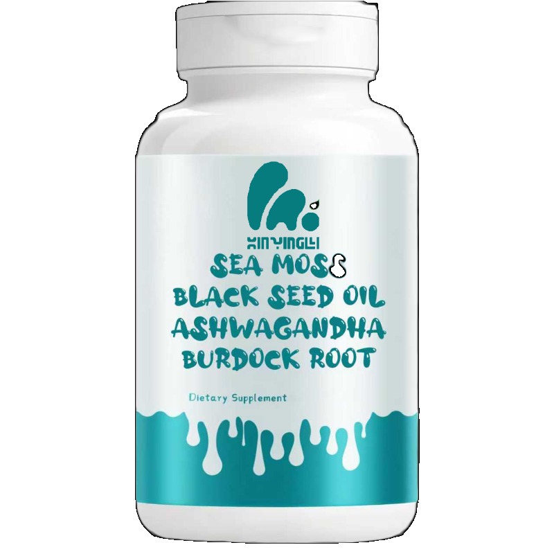 Black Seed Oil Capsule - ブラックシードオイル、海藻カプセル、ビタミン入りゴボウ根カプセル、エルダーベリー、マヌカ、タンポポ-60カプセル