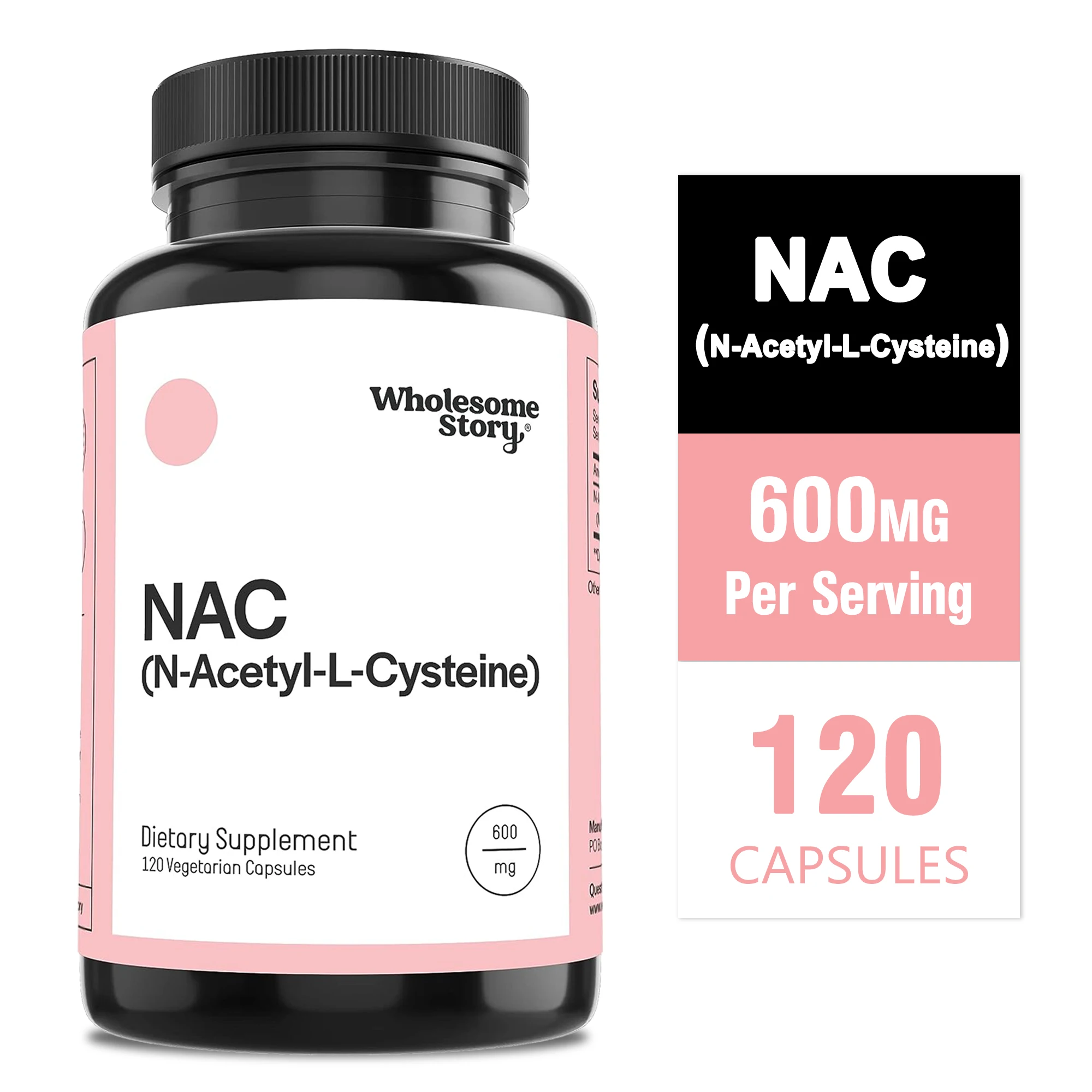 Nac N Acetyl Cysteine - NAC（N-アセチルL-システイン）600mg - 抗酸化サプリメント、肺と肝臓の健康を促進、免疫サポート、グルテンフリー