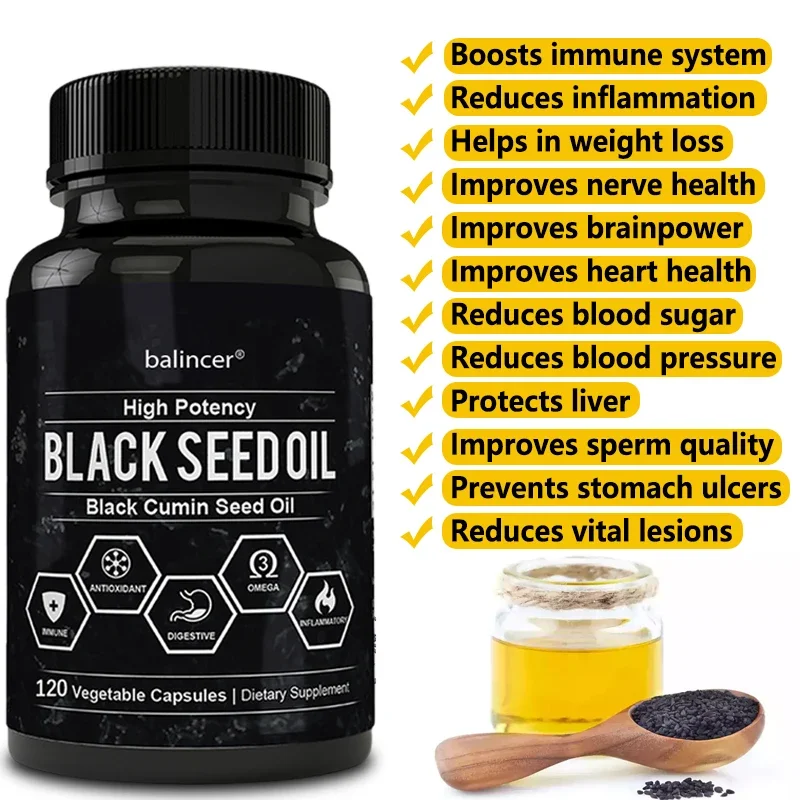 ブラッククリスシードオイルは、吸湿性、髪、肌、デジタル、呼吸 - Black Seed Oil Capsule のレビューと価格