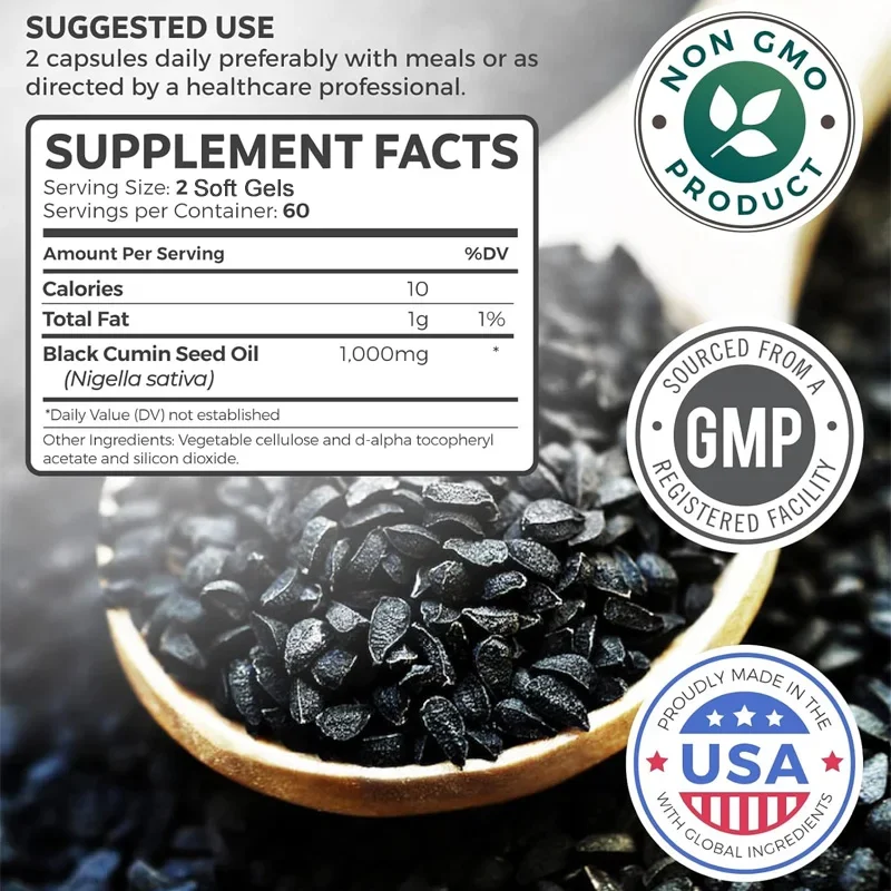 ブラックシードオイルカプセル - 消化、肌、髪、呼吸、免疫、 - Black Seed Oil Capsule のレビューと価格