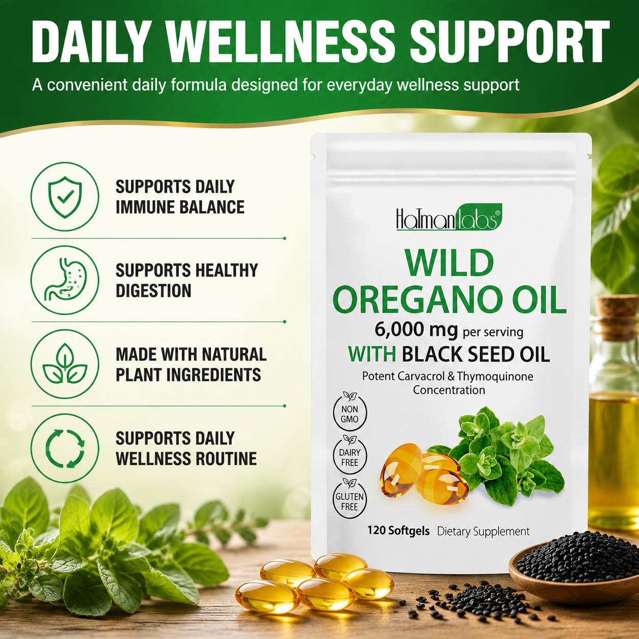 ワイルドオレガノオイルとブラックシードオイル配合ソフトジェル - Black Seed Oil Capsule のレビューと価格