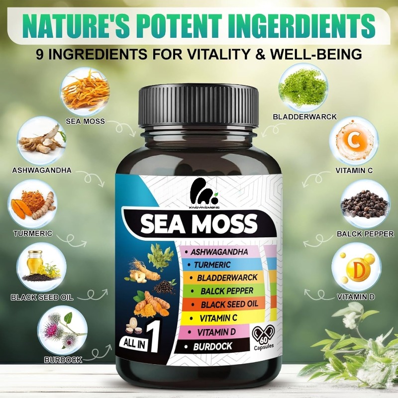 9-in-1 海藻ブラックシードオイル、生姜、ゴボウ根、ビタ - Black Seed Oil Capsule のレビューと価格